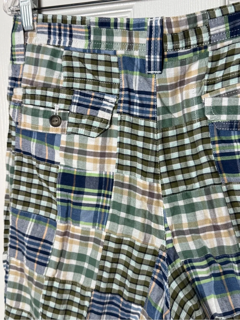 IZOD Men's Saltwater Patchwork Madras Plaid Golf Chino Shorts Size 32